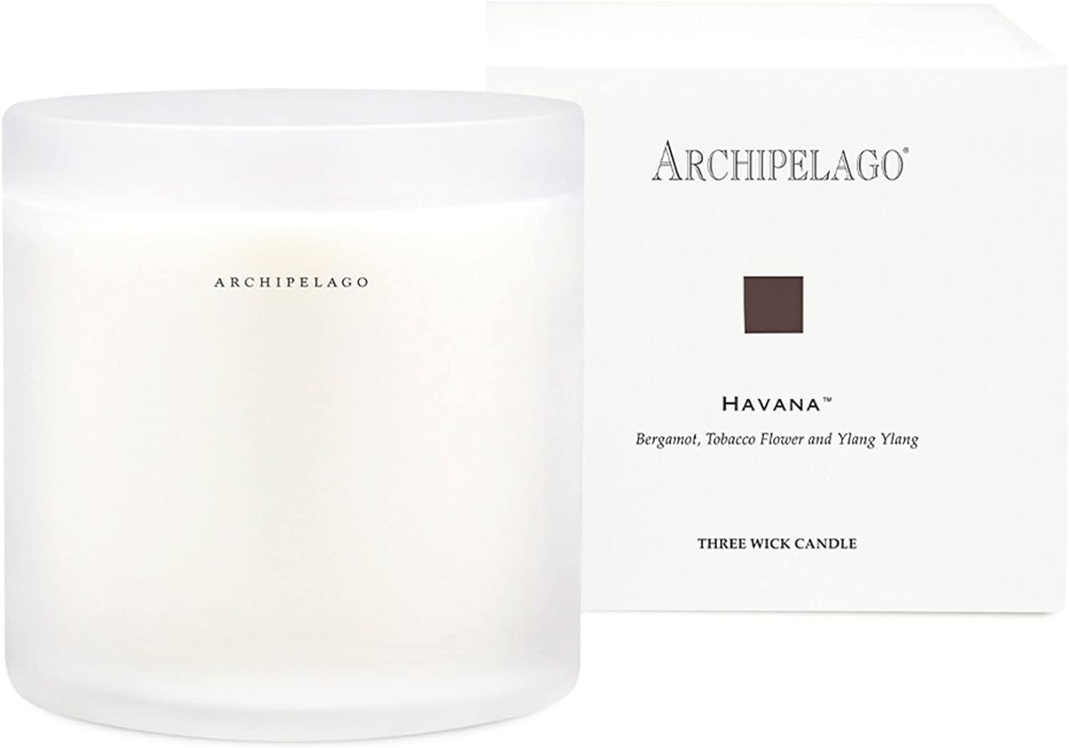 Archipelago Botanicals Havana XL 3-Wick Candle | Bergamot, Tobacco Flower and Ylang Ylang | Premium Wax Blend | Burns Approx. 165 Hours (58 oz)