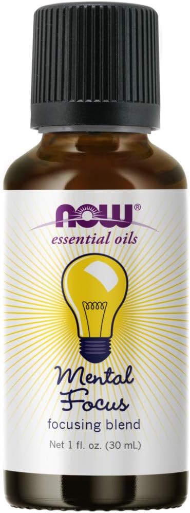 Now Essential Oils, Mental Focus Oil Blend, Centering Aromatherapy Scent, Blend Of Pure Essential Oils, Vegan, Child Resistant Cap, 1-Ounce