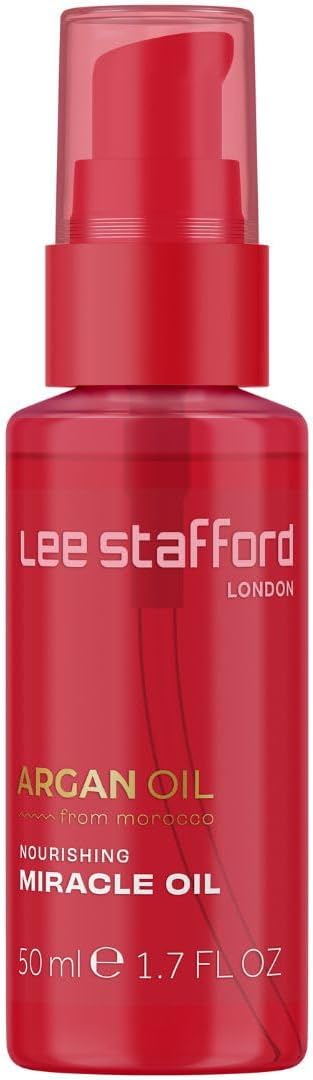 Lee Stafford Miracle Hair Oil | Argan Oil Collection - Best Anti Frizz Styling Oil For Dry & Damaged Hair, Adds Bonding Moisture And Shine To Dull Strands, For Men & Women, After Blowout Coat, 50 Ml