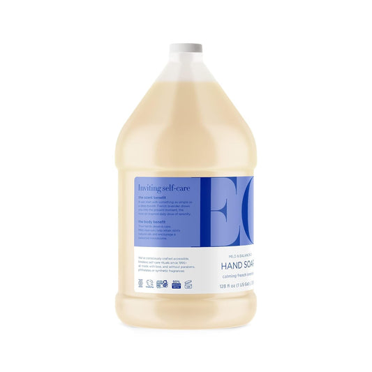 Eo Liquid Hand Soap Refill, 1 Gallon, Lemon And Eucalyptus, Organic Plant-Based Gentle Cleanser With Pure Essential Oils