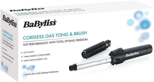BaByliss Cordless Gas Hair Curler & Brush, 19mm Cermaic Curling Tong, Protective Heat Shield, Fast Heat To 200°C, Black, 2583BU : Amazon.co.uk: Beauty