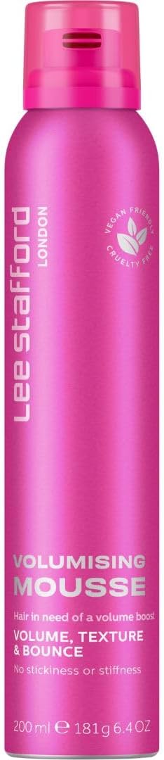 Lee Stafford Volumising Hair Mousse | Styling - Add Volume & Texture To Fine Frizzy Hair, Flexible Body Boosting Foam With Strong Hold, Great For Curly Hair, Mega Root Lift, 200 Ml