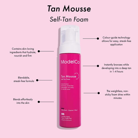 Modelco Tan Mousse Self-Tan - Foam Mousse - For Women, 6.76 Oz / 200 Ml