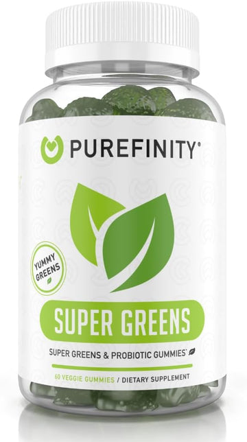 Super Greens Gummies ? Daily Supergreens with Spirulina, Alfalfa, Spinach, Broccoli, Beet Root, Acai, Digestive Enzymes, Prebiotics & Probiotics ? Natural Raspberry Flavor ? 60 Gummies