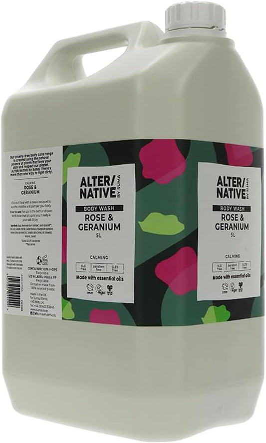 Alter/Native Natural Plant-Powered Cruelty Free Body Wash (Rose & Geranium, 5 Litre)