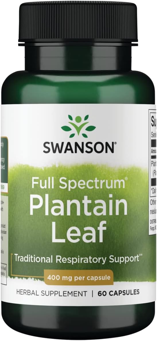 Swanson Full Spectrum Plantain (Leaf) Plantago Major 400 Milligrams 60 Capsules