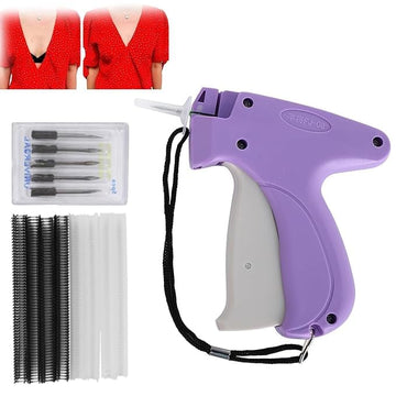 Quick Clothing Fixer Gun – Mini Stitch Hemming Tool for Clothes, Quilt Tacking Gun with 5 Needles & 1000 Glue Pins (500 Black + 500 White)