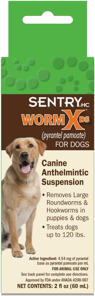 SENTRY HC WormX DS (pyrantel pamoate) Canine Anthelmintic Suspension De-wormer for Dogs, 2 oz