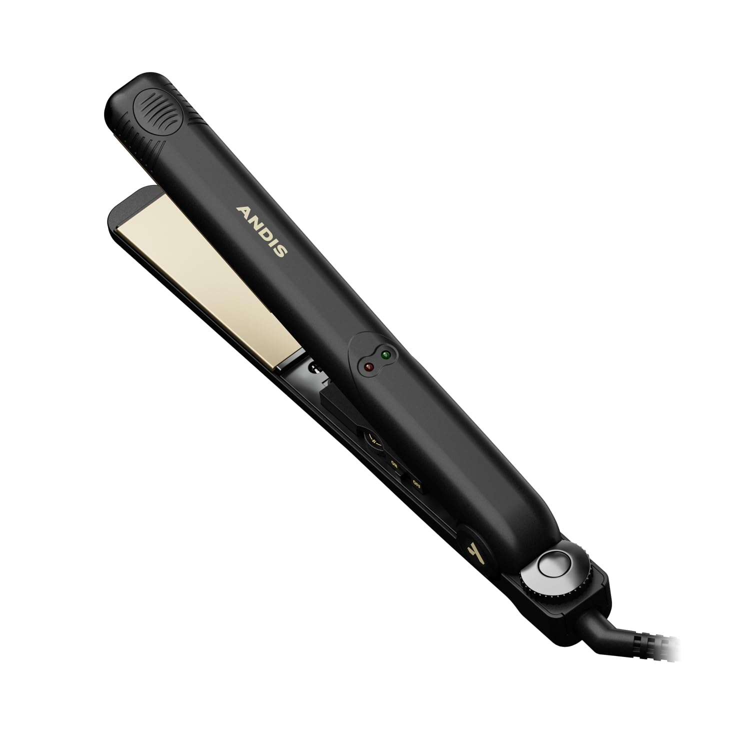 Andis 67615 Professional High Heat 1-Inch Ceramic Tourmaline Ionic Flat Iron - Fast, Frizz-Free Ceramic Hair Straightener, Gentle Glide For Waves, Curls, And Smooth Hair, Black/Gold