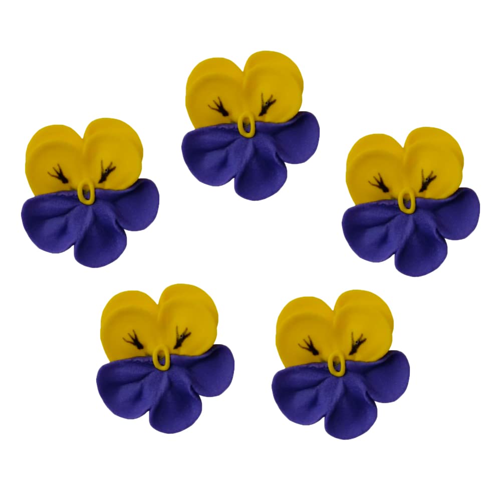 O'Creme Pansy Royal Icing Sugar Flower 1-1/4 Inch - For Cake Decorating - Decorations For Cakes, Cupcake Toppers - Birthday, Wedding, Valentines, Baby