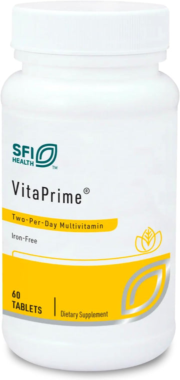 Klaire Labs Vitaprime - Twice Daily Iron-Free Multivitamin & Mineral with Metafolin Folate (60 Tablets)