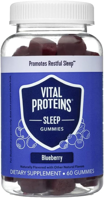 Vital Proteins Sleep Gummies, 2mg Melatonin, L-Theanine, Vitamin B6, Supports Healthy and Restful Sleep, 60 ct, 30-Day Supply, Blueberry Flavor