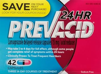 Prevacid 24Hr, Lansoprazole Delayed-Release Capsules 15 Mg, Acid Reducer, Clinically Proven, Treats Frequent Heartburn, 14 Count