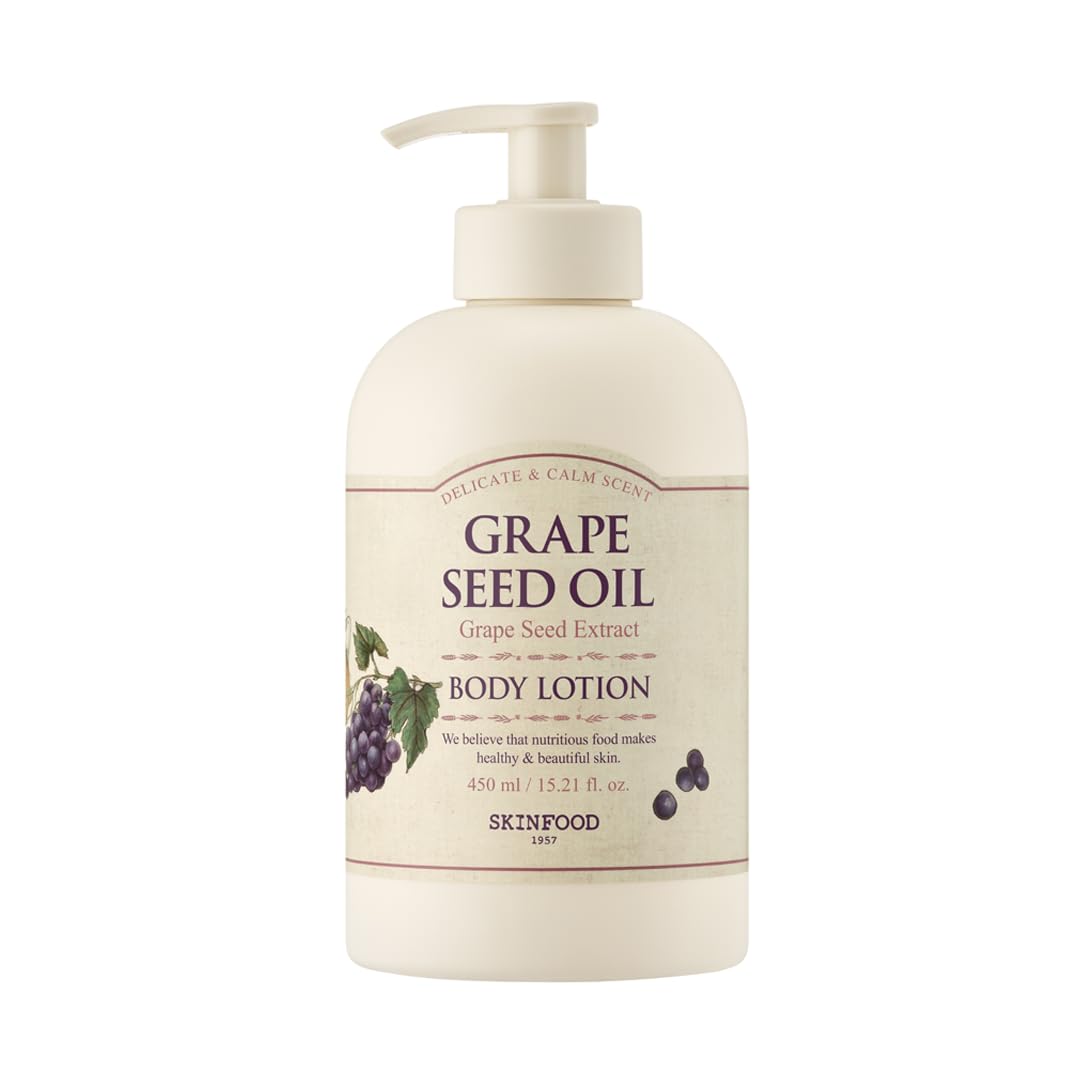 SKINFOOD Grape Oil Body Lotion 450g - Nutritious Grape Seed Oil, Wine Extract Featuring a Deep Grape Fragrance - Body Lotion for Men & Women (15.2 fl.oz.)