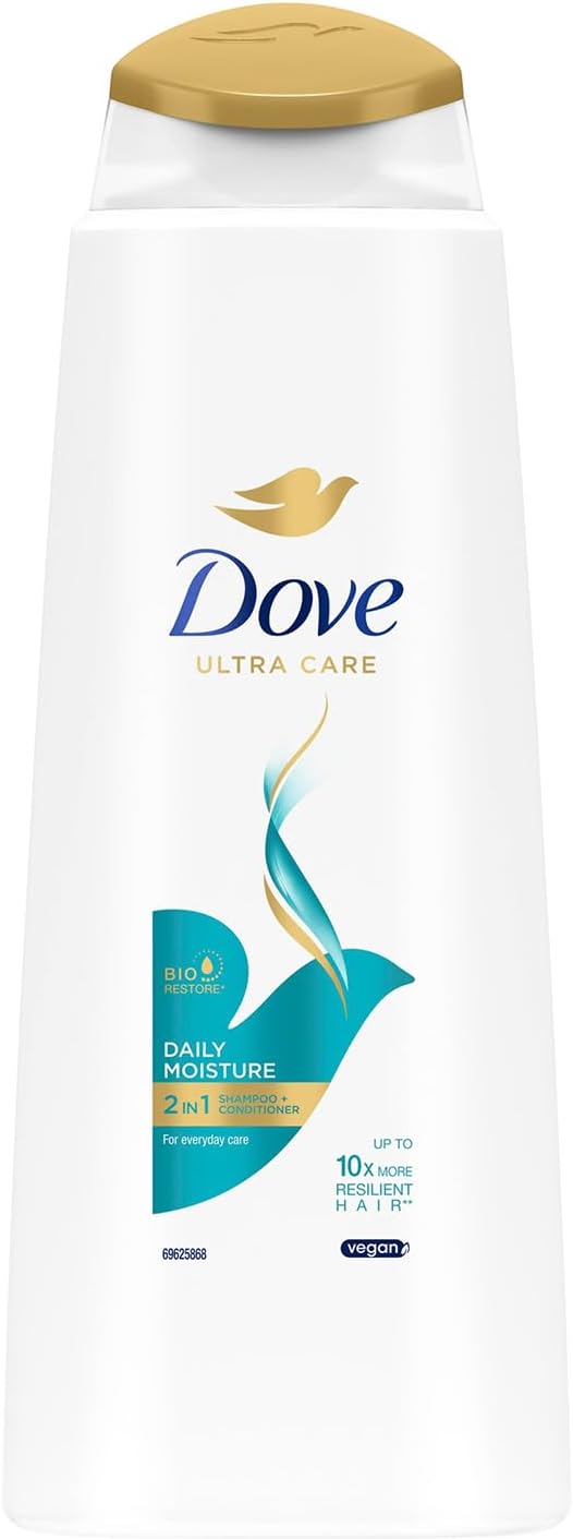 Dove Nutritive Solutions Daily Moisture 2 In 1 Shampoo + Conditioner Shampoo And Conditioner That Leaves Hair Silky Smooth For Dry, Damaged Hair 6X 400 Ml