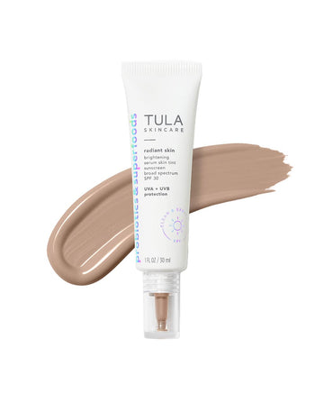 Tula Skin Care Radiant Skin Brightening Serum Skin Tint Spf-Facial Sunscreen Provides Broad Spectrum Spf 30 Protection, Tinted, Serum-Light Formula Brightens And Evens Skin-Shade 10, 1.0 Fl Oz