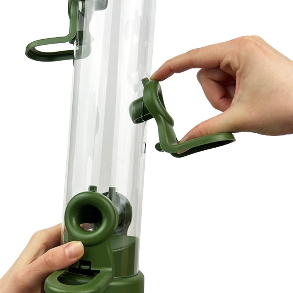 Jacobi Jayne® flo™ Bird Feeder - Bird feeders for small birds. Easy clean bird seed feeder. Won't clog or block. Flo™ hanging bird feeder for wild bird seed. 2 YEAR GUARANTEE. Classic green, small. :Garden