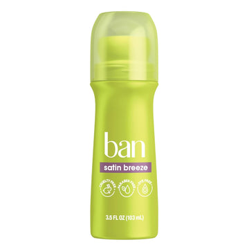 Ban Satin Breeze 24-hour Invisible Antiperspirant, Roll-on Deodorant for Women and Men, Underarm Wetness Protection, with Odor-fighting Ingredients, 3.5 Fl Oz (Pack of 2)