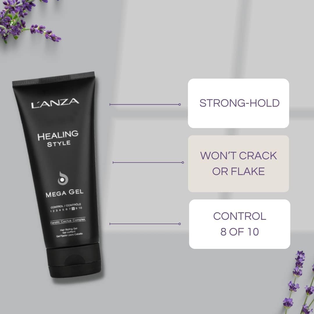 L'ANZA Healing Style Mega Gel with Strong Hold Effect, Nourishes and Refreshes the Hair While Styling, With Keratin, Alcohol-free Formula, and UV Rays Protection to Prevent Damage (6.8 Fl Oz) : Beauty & Personal Care