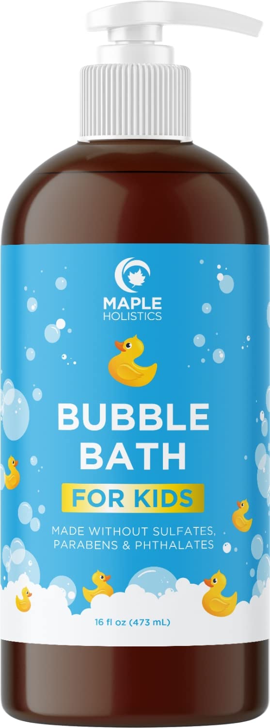 Sulfate Free Kids Bubble Bath - Relaxing Vanilla Lavender Bubble Bath For Toddlers With Nighttime Blend Of Chamomile Oil And Calendula Oil - Extra Foamy Moisturizing Kids Bath Soap Liquid
