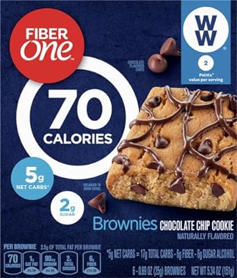 Fiber One 70 Calorie Brownies, Chocolate Chip Cookie, Snack Bars, 6 ct