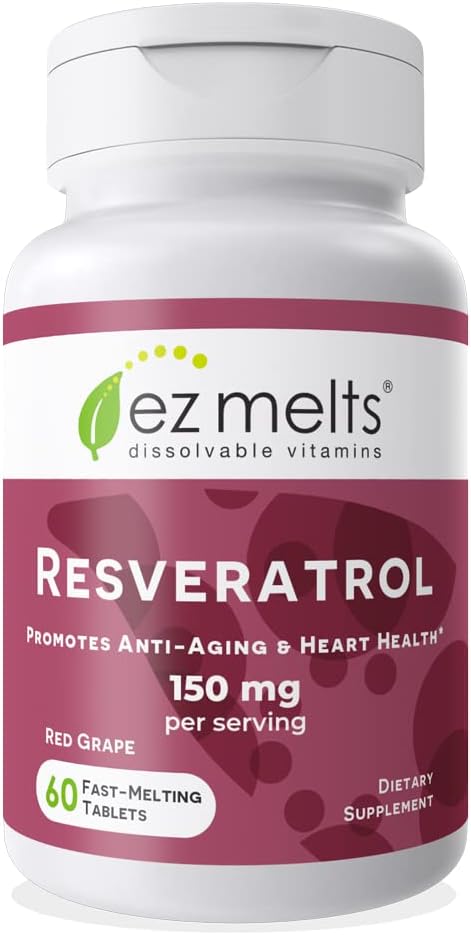 EZ Melts Dissolvable Resveratrol Supplement 150 mg, Sugar-Free, 1-Month Supply