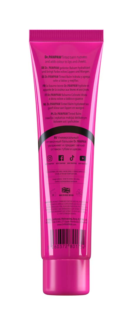 Dr.Pawpaw Hot Pink, Multi-Purpose Natural No Fragrance Balm For Hydrating Lips, Skin, Hair, Cuticles, Nails & Beauty Finishing (25 Ml)