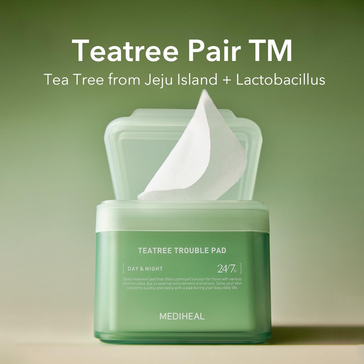 (Only Refill) Mediheal Teatree Trouble Pad (100 Pads) - Cotton Facial Toner Pads for Calm Sensitive & Acne Prone Skin - Vegan Gauze Pad : Beauty & Personal Care