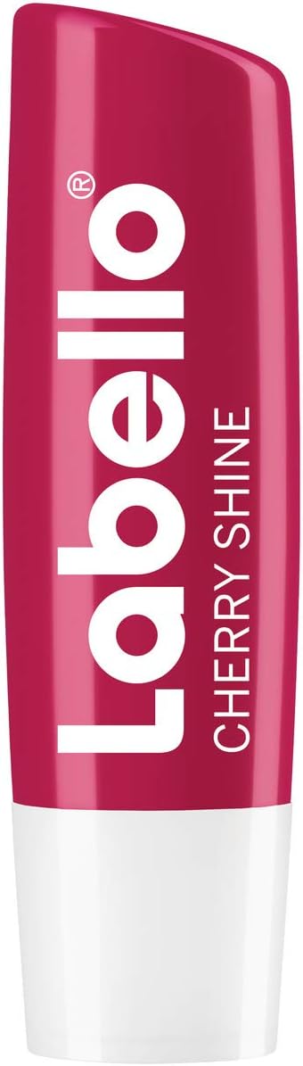 Labello Cherry Shine Lip Balm With Soft Red Shine And Shimmer Pigments And Cherry Flavours, Lip Care Without Mineral Oils