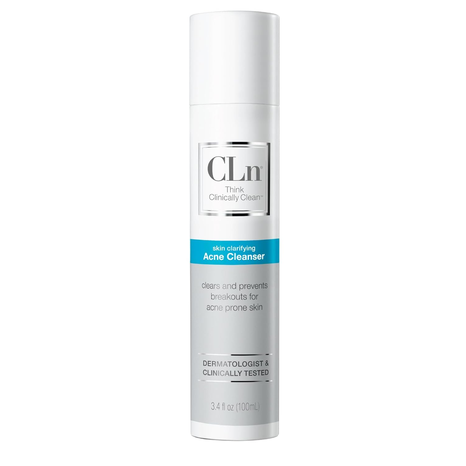 Cln® Acne Cleanser-The Only Cleanser With 0.5% Salicylic Acid Preserved With Sodium Hypochlorite For Clarifying Skin From Blackheads & Breakouts, Oil-Free & Fragrance-Free, 8 Fl Oz