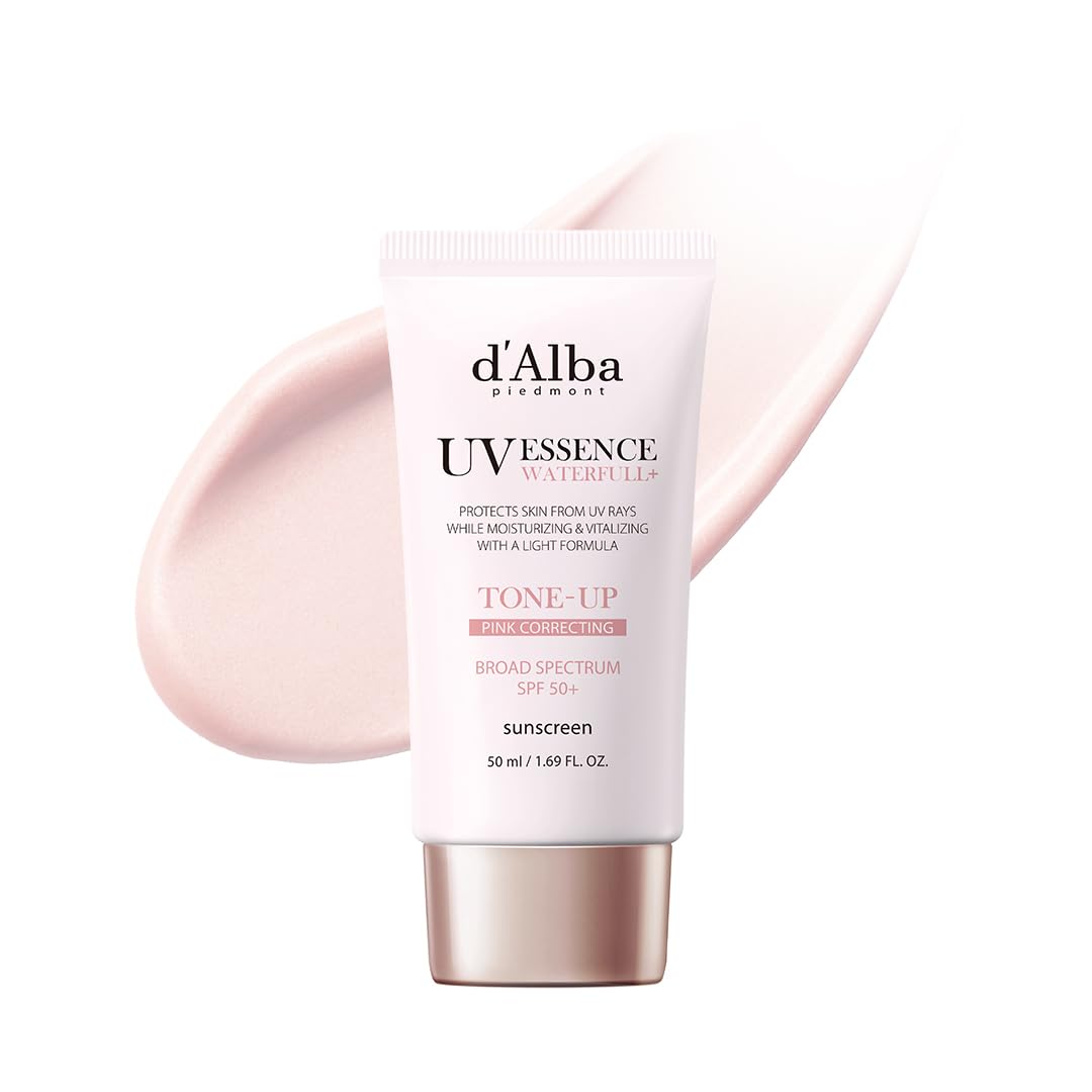 [2 Ea] D'Alba Piedmont Waterfull Tone-Up Sunscreen Serum Broad Spectrum Spf 50 + Korean Sunscreen For Face, All Skin Tones, Sweat Proof Formula (2 X 1.69 Fl.Oz.)