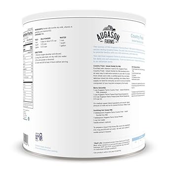 Augason Farms 5-90620 Country Fresh 100% Real Instant Nonfat Dry Milk, 1 lb, 13 oz