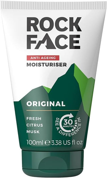 Rock Face Mens Moisturiser - Anti Ageing, Fast Absorbing Face Cream, 100Ml, Combats Signs Of Ageing, Fresh Citrus Scent