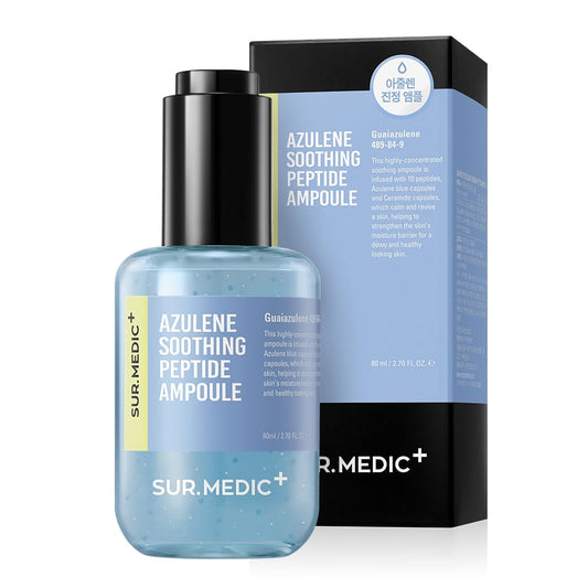 Surmedic Azulene Soothing Trial Kit, Korean Skincare, Airplane-Friendly Travel Size Mini Set, Facitl Kit Gift For Women With Moisturizer, Cleanser, Toner, Ampoule, Cream