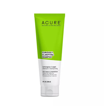 Acure Curiously Clarifying Shampoo - 8 Fl Oz - Performance-Driven Hair Care Gently Cleanses, Removes Buildup, Boosts Shine & Replenishes Moisture - Lemongrass & Argan, 100% Vegan