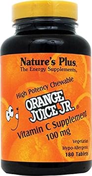 Nature's Plus Orange Juice Jr Chewable Vitamin C - 100 mg - 180 Tablets : Health & Household