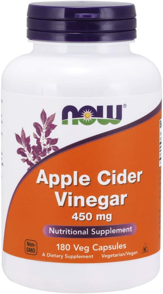 Now Foods Supplements, Apple Cider Vinegar 450 Mg, Derived From Fermentation Of Sweet Apple Cider, 180 Veg Capsules