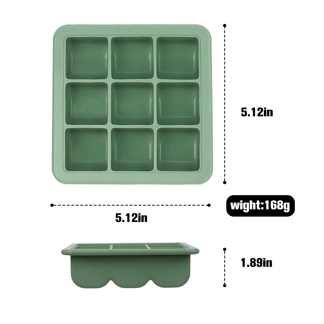 haakaa Baby Food and Breast Milk Freezer Tray, Silicone Freezer Tray with Lid, Baby Food Storage Container, Perfect for Homemade Baby Food, Vegetable & Fruit Purees, 9 x 1.2 oz, Pea Green : Baby