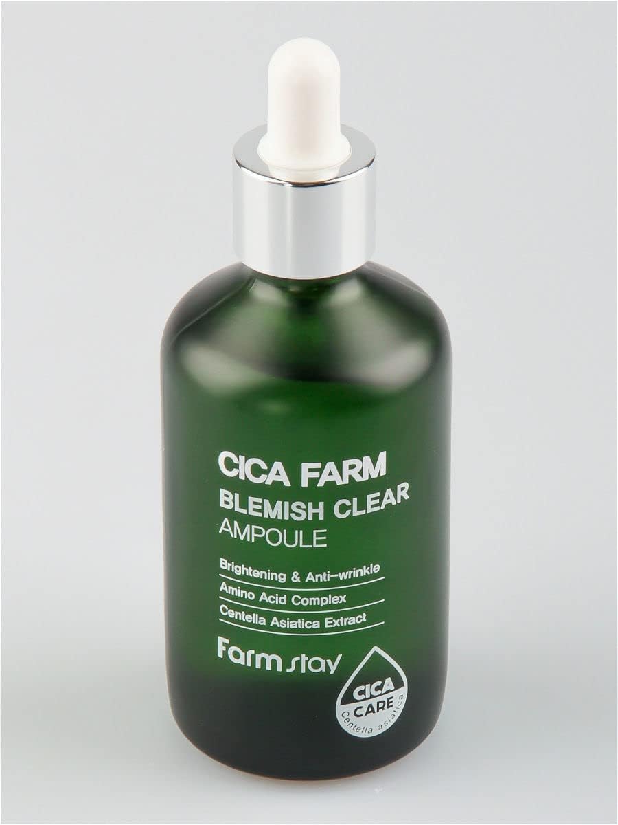 Farmstay Cica Farm Blemish Clear Ampoule 3.38 Fl.Oz / 100 Ml | Hydrating, Calming, Soothing Ampoule For Dry Skin