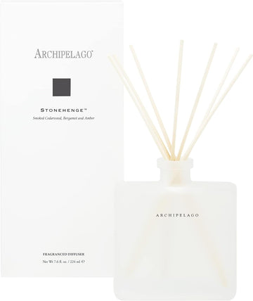 Archipelago Botanicals Stonehenge Reed Diffuser. Includes Fragrance Oil, Frosted Glass Vessel and 10 Natural Diffuser Reeds. Perfect for Home, Office or a Gift (7.85 fl oz)