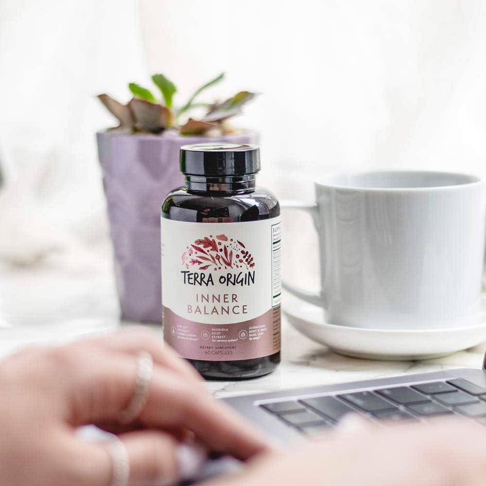 TERRA ORIGIN, Healthy Inner Balance Stress Relief Supplement Capsules | 90 Servings (Three, 30 Servings Bottles) | Rhodiola Extract, Astragalus Root, Holy Basil and KSM-66 Organic Ashwagandha : Health & Household