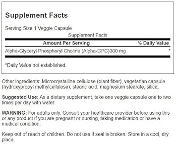 Swanson Alpha-Gpc Alpha Glycerophosphocholine 300 Milligrams 60 Veg Capsules