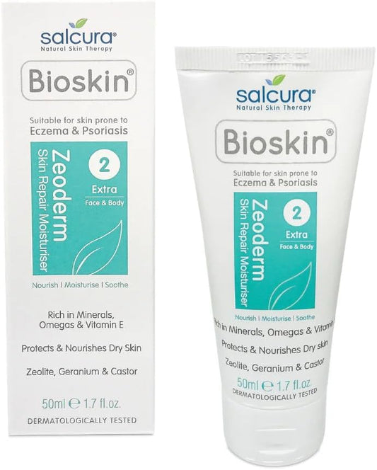 Salcura Natural Skin Therapy, Bioskin Zeoderm Intensive Moisturiser For Sensitive Skin. A Skin Repair Moisturiser Cream For Itchy Skin. Natural Moisturiser With Jojoba Oil. 150Ml