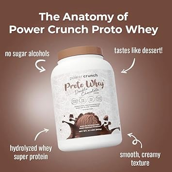 Power Crunch Proto Whey Double Chocolate Protein Powder, 20G Protein, 26 Servings 1 Container Of 2.1 Lbs (962 G)