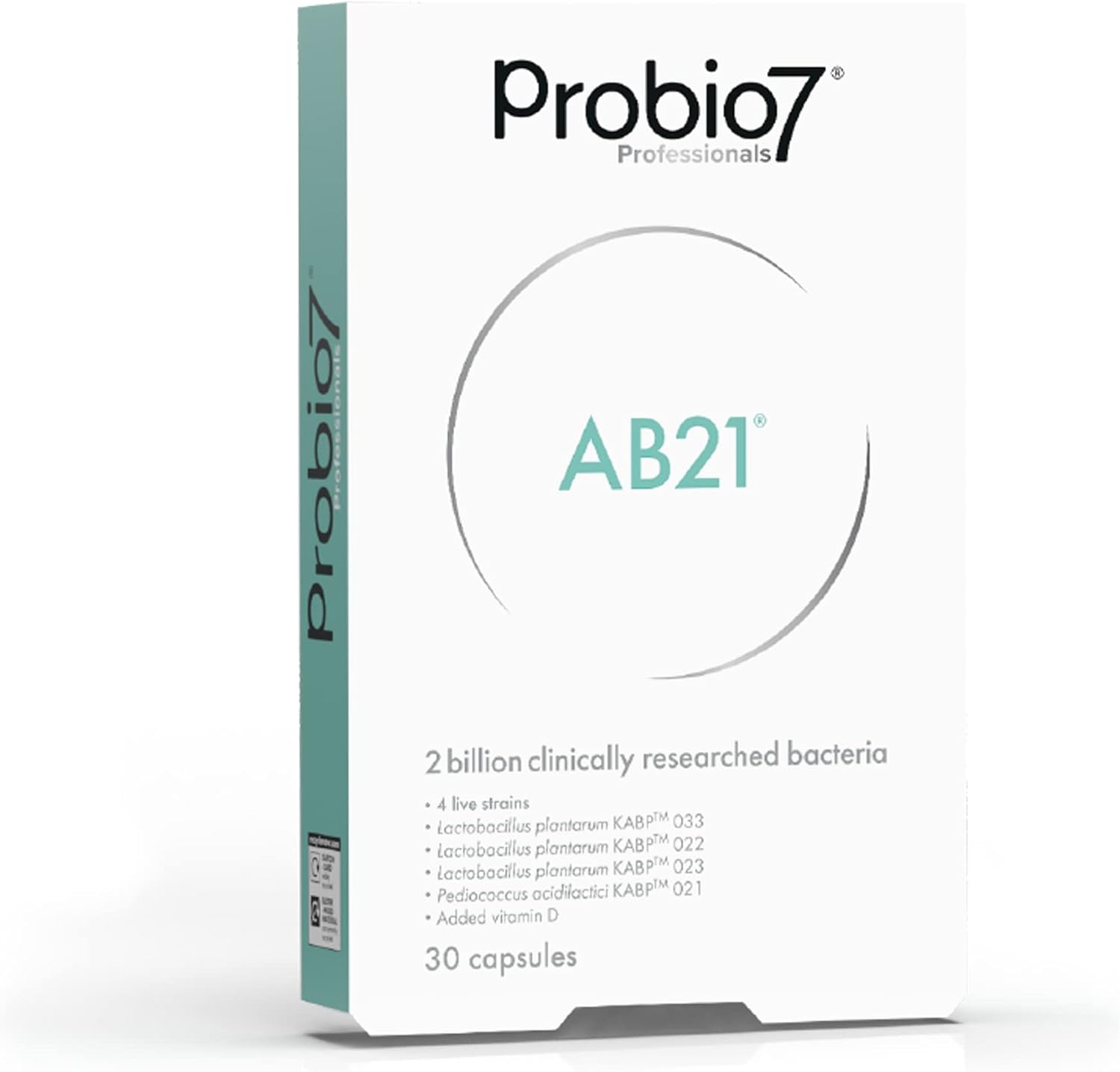 Probio7 Professionals Ab21 Gut Health Supplements - Digestive Probiotic Supplement With Vitamin D3 & 2 Billion Bacterial Cultures, For Immune Support & Gut Health - 30 Vegan Capsules