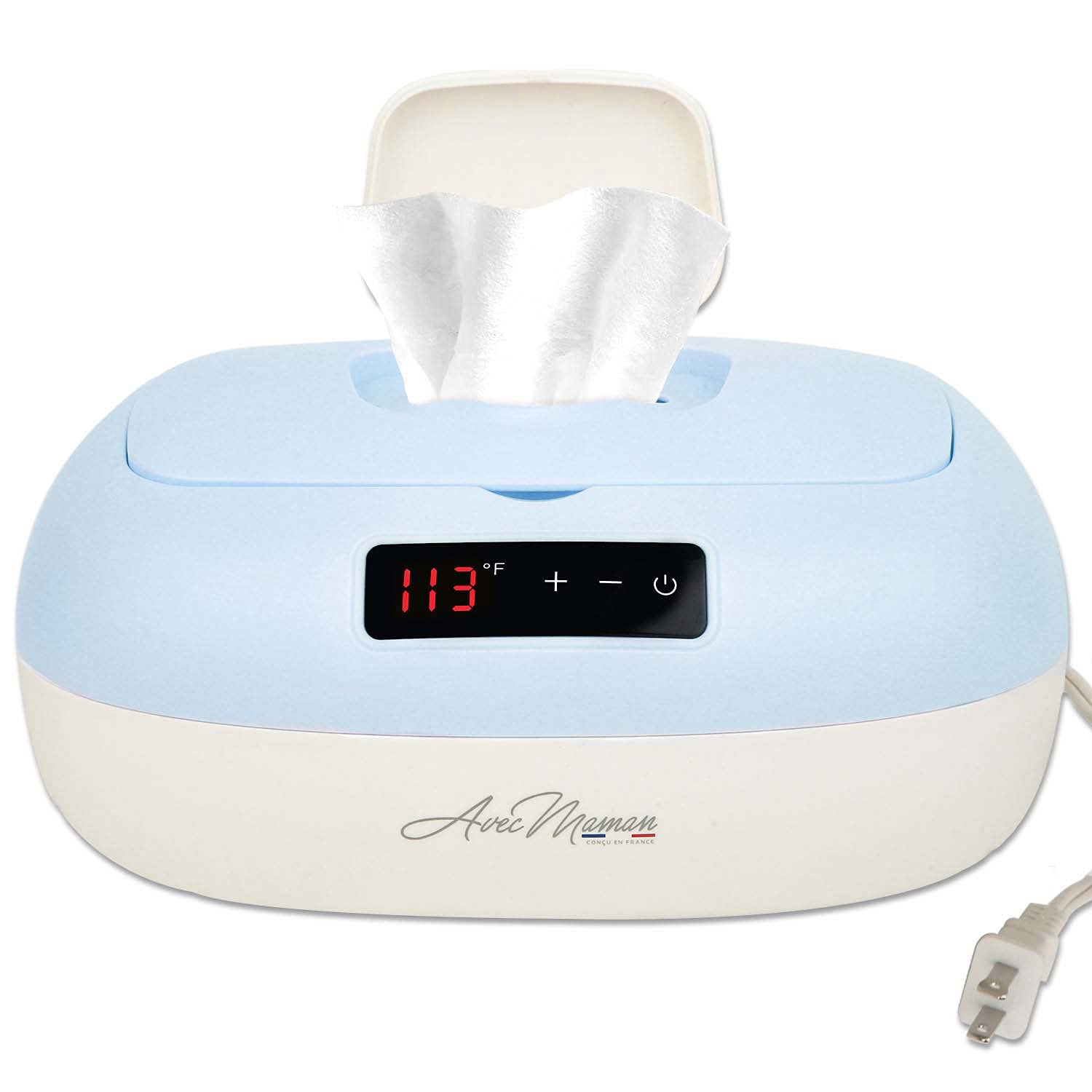 Avec Maman La Caresse Baby Wipe Warmer - Baby Essentials For Boys - Wet Wipe Dispenser - Adjustable Heat Settings Digital Display - Blue - Calentador De Wipes Para Bebes - Ideal For Baby Shower