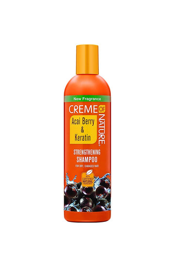 Creme Of Nature, Strengthening Shampoo, Acai Berry & Keratin Formula For Dry Damaged Hair, 12 Fl Oz