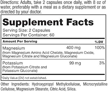 Roex Vitamins | Magnesium Potassium | Overall Health | Cellular Function | Dietary Supplements, 120 Count