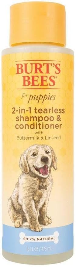 Burt'S Bees For Pets Tearless Puppy Shampoo - Naturally Derived Puppy Wash With Buttermilk & Linseed Oil - Safe Natural Dog Shampoo And Conditioner - Gentle Dog Shampoo For All Dogs - 16 Oz