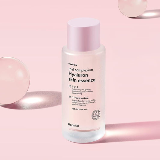 Hanskin Hyaluron Skin Essence Real Complexion Face Moisturiser With Etichetta Di Ringraziamento (300 Ml)